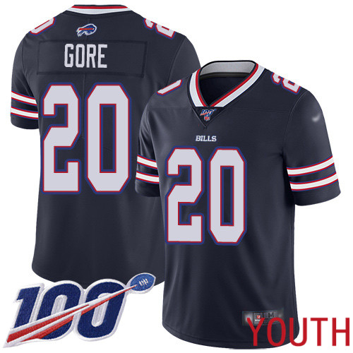 Youth Buffalo Bills #20 Frank Gore Limited Navy Blue Inverted Legend 100th Season NFL Jersey